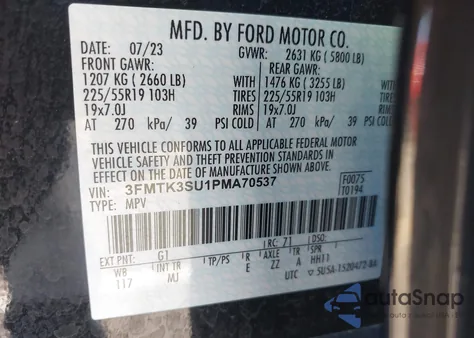 2023 Ford Mustang Mach-E Premium из США, поврежденный, VIN 3FMTK3SU1PMA70537